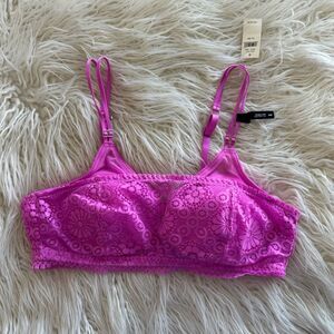 Aerie Real Power Wireless Push Up Joy Convertible Lace Bra Pink Tropics Size 36B